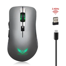 2.4GHz Wireless Gaming Mouse 6 Button Adjustable 2400DPI USB Mouse Gamer Built-in Rechargable Battery for LOL Computer Laptop