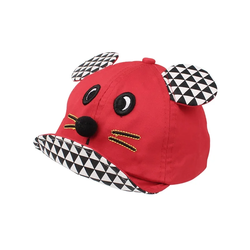 Cartoon Mouse Baby Cap Plaid Fashion Pattern Hat For Girls Cotton Kids Sun Hat Mouse Ears Summer Baby Cap Baby Boys Clothing (15)