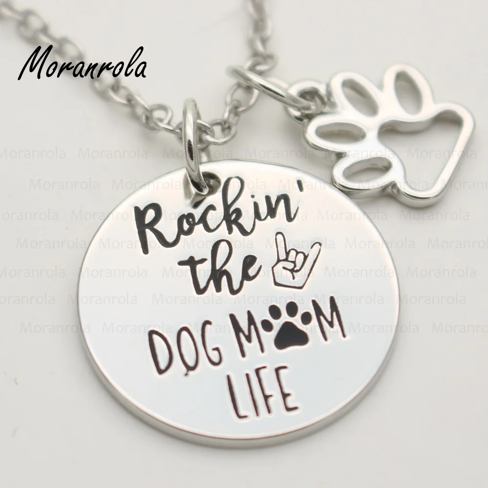 Новое поступление &quotRokin the dog mom life' ожерелье брелок Очаровательная собачья лапа
