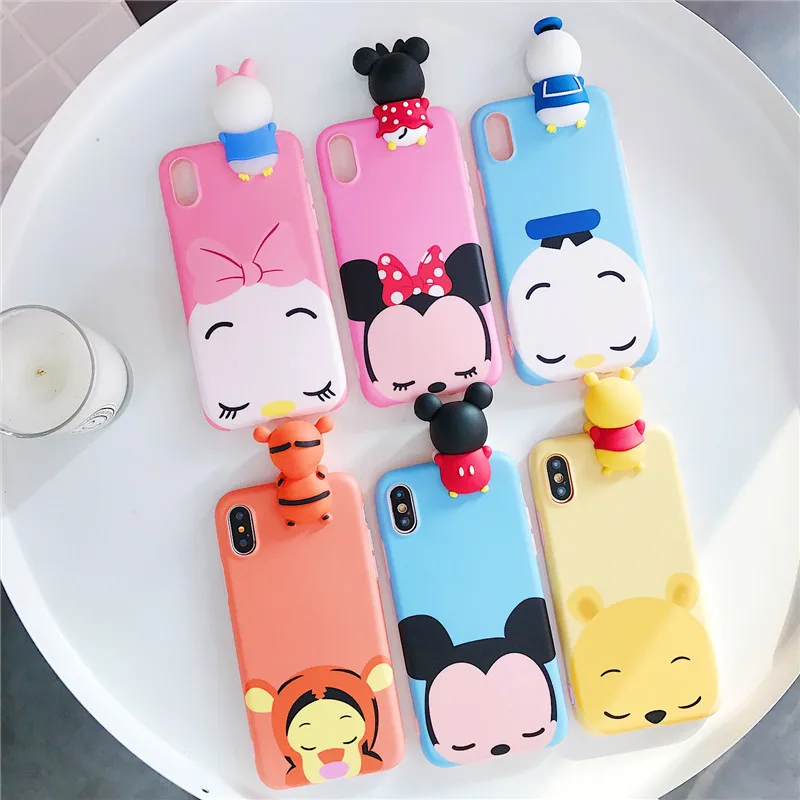 

Cartoon 3D Cute Mickey Minnie Mouse Donald Duck Hello Kitty Cover Phone Case For iPhone 6 6S 7 8 Plus X Soft Silicon Capa Funda
