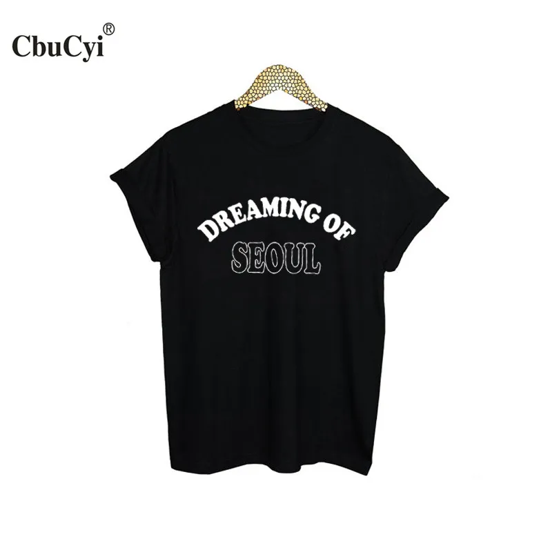 يحلم سيول t-shirt الشرير الصخرة الهيب هوب قمزة قميص فام الكورية الأزياء المتناثرة تي شيرت النساء نعرفكم القمم