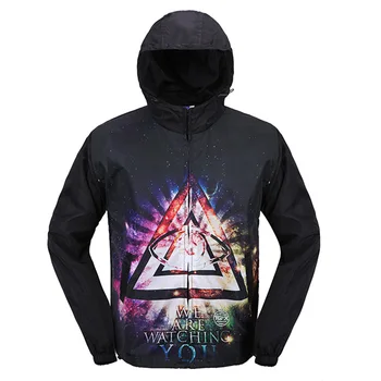 

2017 Diy 3d Print Harajuku Autumn Jacket Men Waterproof Thin Hooded Windbreaker Zipper Outdoor Hiking Outdoor Veste Homme