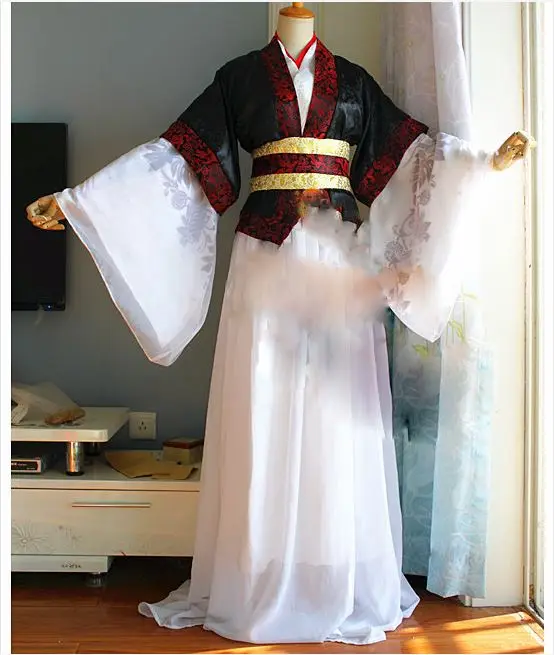 Завоевывает мир на лошади Ce Ma Tian Xia белый черный мужской костюм Hanfu Cos Zhou Yu три