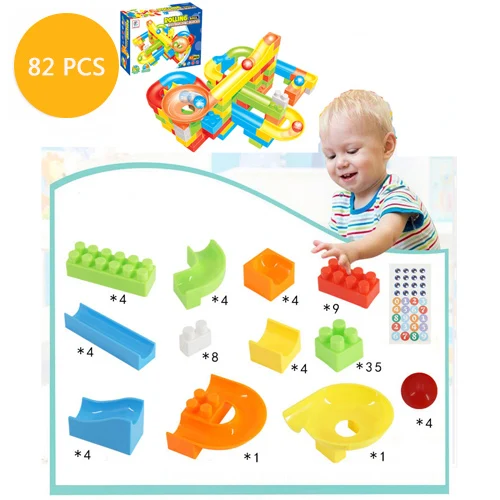 Simlock 36-82 шт., детские игрушки для детей, развивающие игрушки, кубики, тренировочные игрушки, развивающий мяч, трек, пластиковые строительные блоки - Цвет: B005-82PCS(1)
