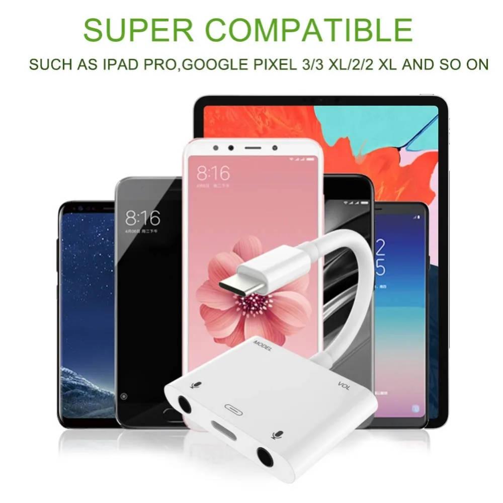 Двойной аудио адаптер 3,5 мм type-C разъем для Huawei mate 20 Pro P20/P30 для Xiaomi 9 для MacBook Air 3,5 мм type-C конвертер