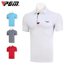 PGM, Мужская футболка для гольфа с коротким рукавом, летние мягкие дышащие топы, быстросохнущая Мужская спортивная одежда для гольфа, одежда для гольфа D0773
