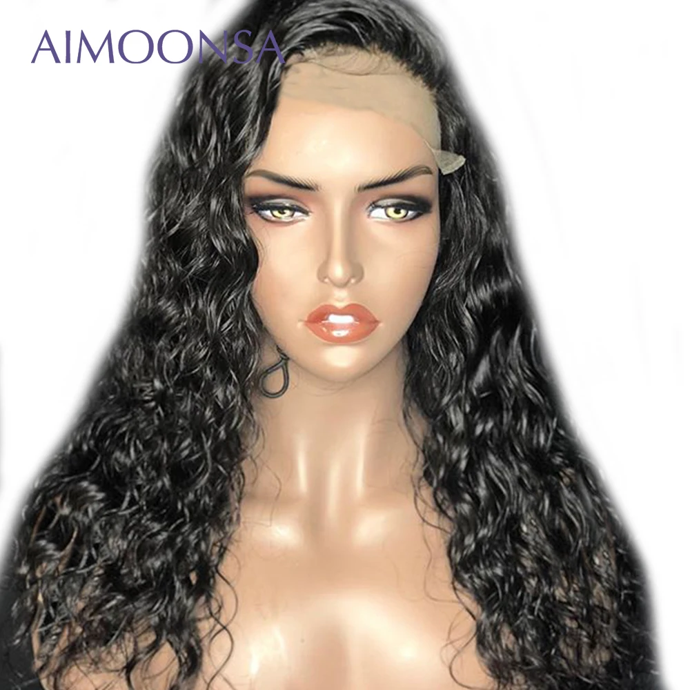

Water Wave Transparent Lace Front Wig 360 Lace Wig Ponytail Human Hair With Baby Hair Raw Indian hair Natural Wig Remy Aimoonsa
