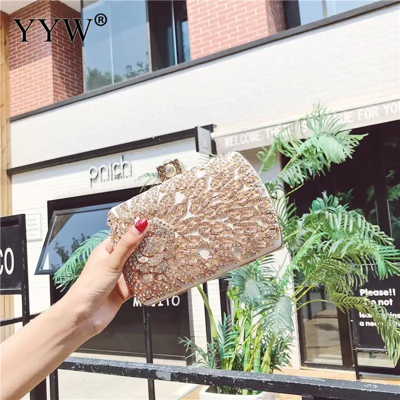 

Sliver Gold Clutches Bags For Women 2018 Party Evening Clutch Purse With Rhinestone
