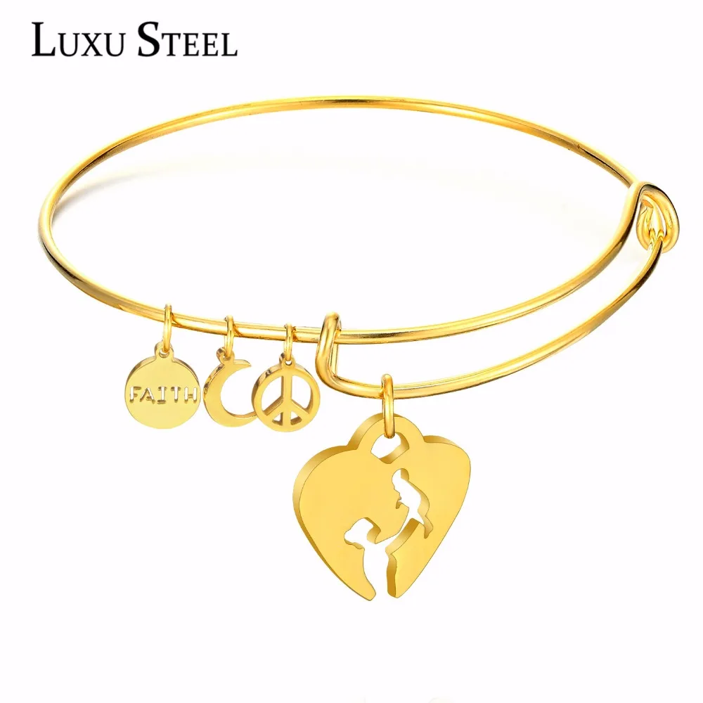 LUXUSTEEL нержавеющая сталь золото регулируемая фотокожа сердце подвески проволока