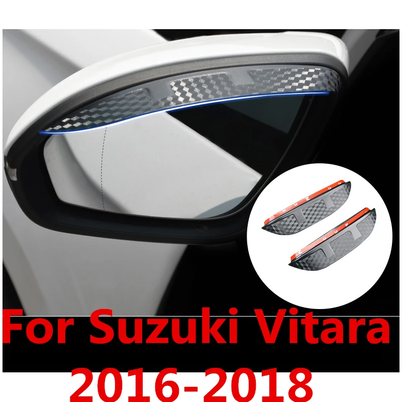 For Suzuki Vitara 2016-2018 Car Styling Carbon rearview mirror rain eyebrow Rainproof Flexible Blade Protector Auto Accessories |