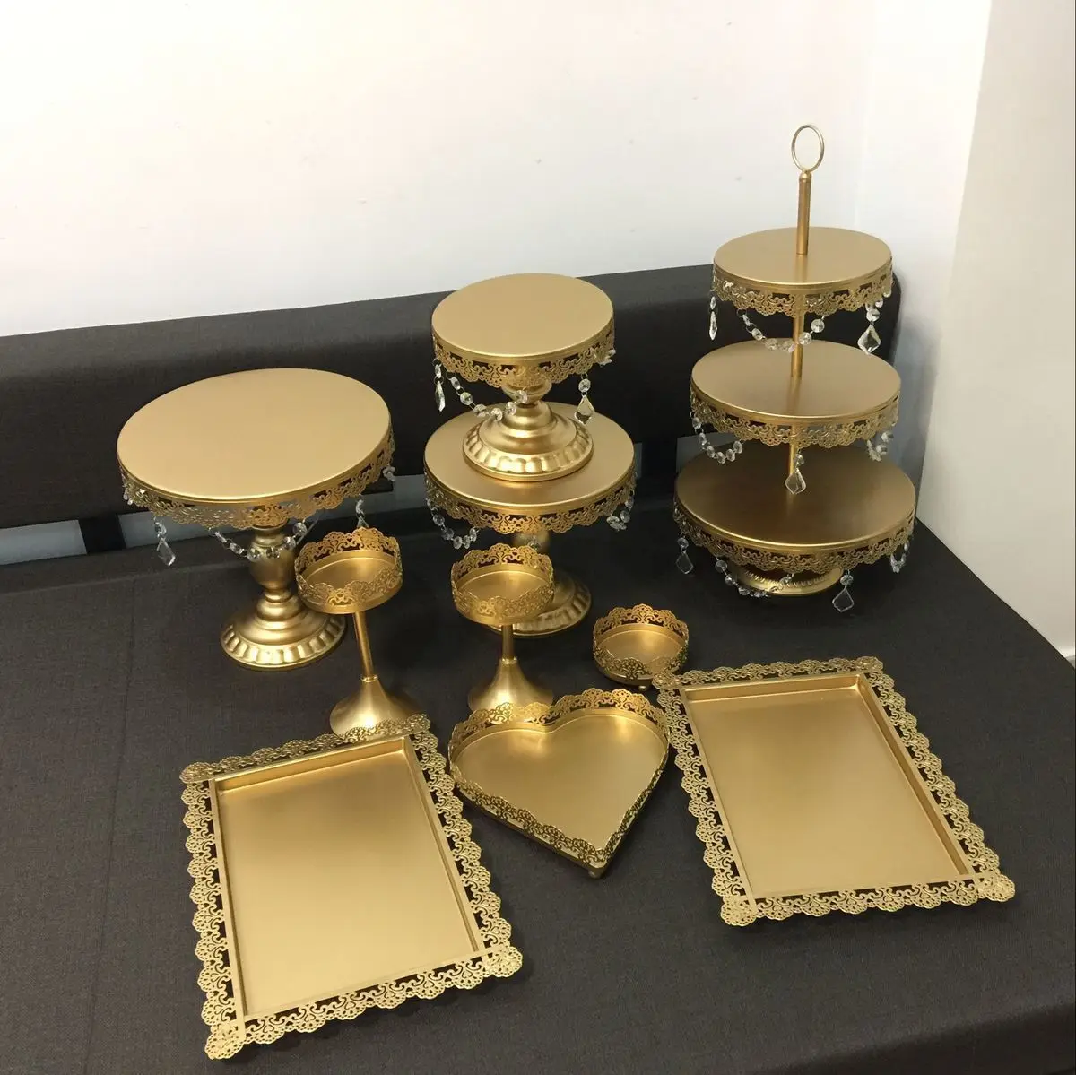 Buy new set Gold Wedding Dessert Tray Cake Stand