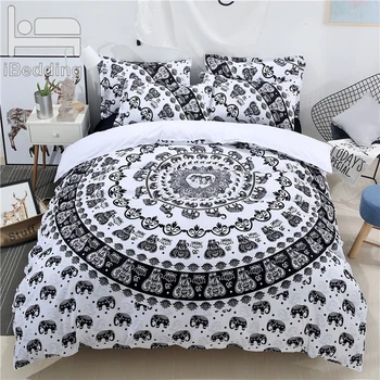 

3Pcs/Set White Bohemia Mandala Printed Duvet Cover Set 3D Bedding Sets Twin Full Queen King Size Bed Sheet