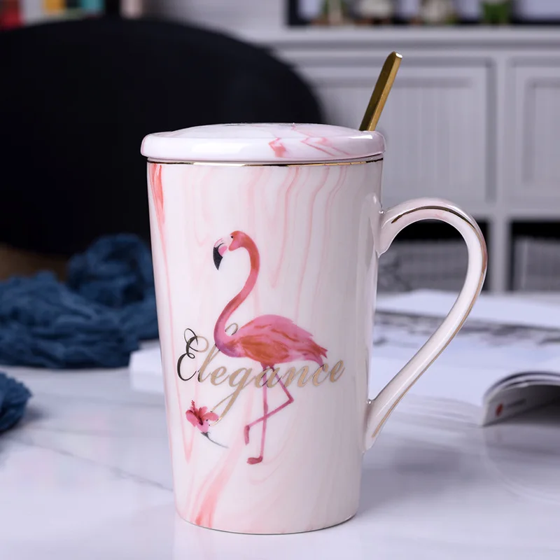 Прямая мраморная Фламинго керамическая чашка офисный набор кофейных чашек Подарочная кружка для мужчин и женщин свадебные подарки подарок для родителей