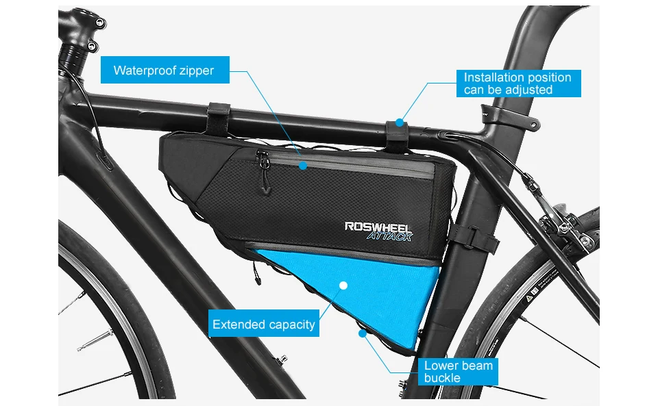 ROSWHEEL, водонепроницаемая велосипедная сумка, треугольная сумка для хранения, передняя рама, сумка для велосипеда, жесткая установка, Аксессуары для велосипеда, серия ATTACK