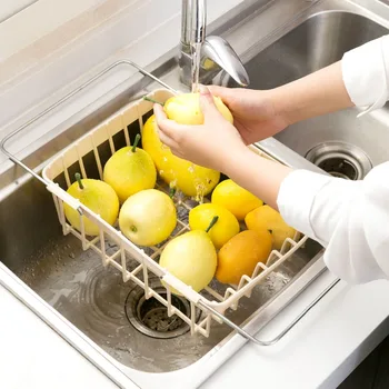 

Sink Caddy Dish Drying Rack Kitchen Sink Organizer Drain Rack Basket Vegetables Fruit Storage Holder Drying Basket Cocina
