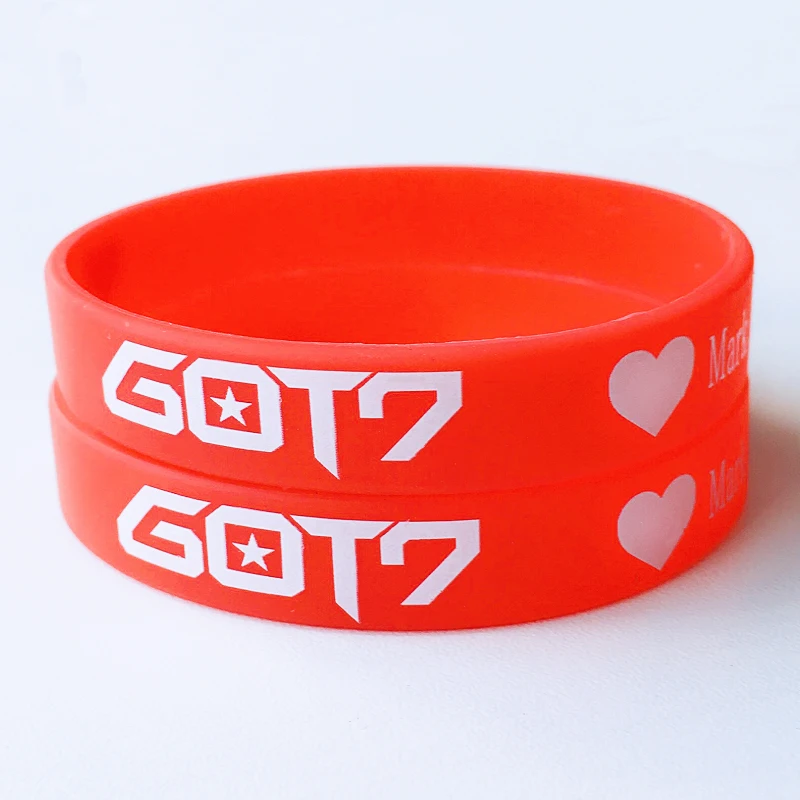 2018 Hot Sale Red GOT7 K-POP Wristband With Mark.JB.Jackson.JR.Yugyeom.BamBam.Silicone Bracelets For Music Fans Bracelet | Украшения и