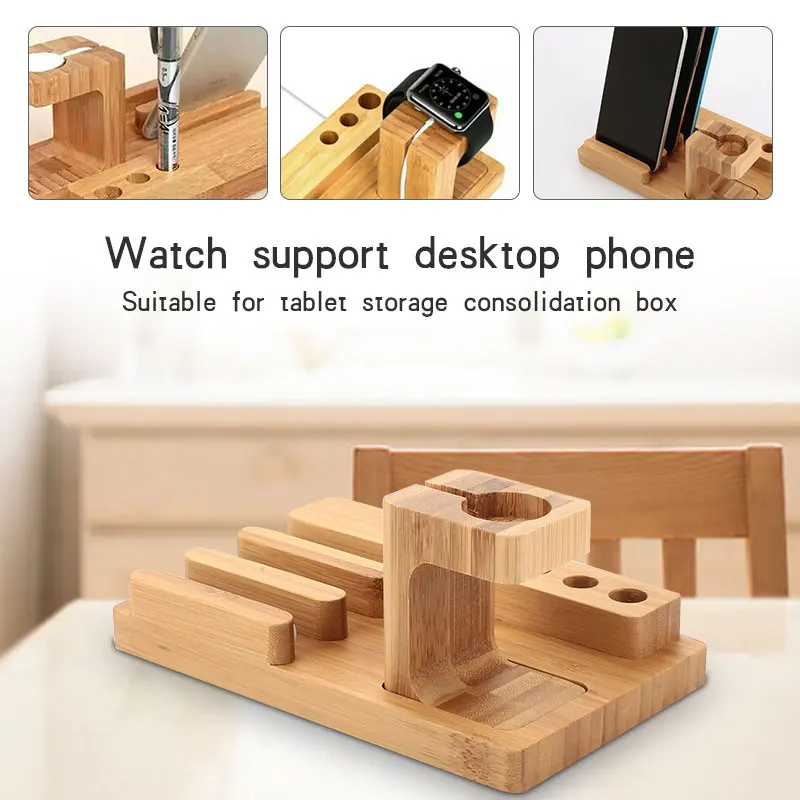 

Wooden Phone Stand Durable Phone Charger Holder Stand Storage Support Watch Holder