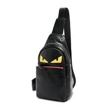 Petit Monstre Eye PU En Cuir Poitrine Pack Mode Casual Hommes Sacs à Bandoulière Petit Sac De Messager Voyage Diable Poitrine Sac Sacs À Main