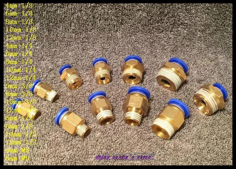 

5Pcs/Lot PC6-M5 6mm to M5" Pneumatic Connectors male straight one-touch fittings BSPT
