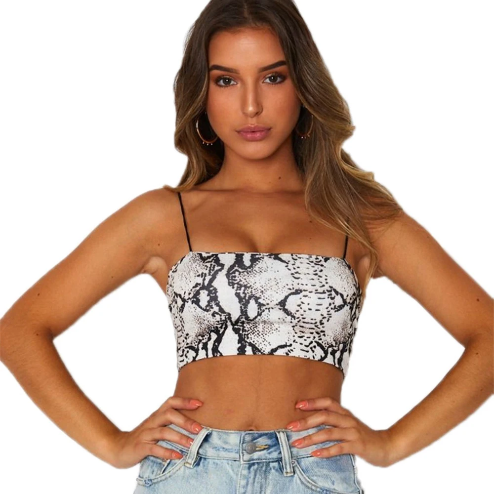 

Women Fashion Snake Printed Sexy Backless Camisoles Women Streetwear Sling Tank Tops Summer Vest Wrapped Chest Club Tank