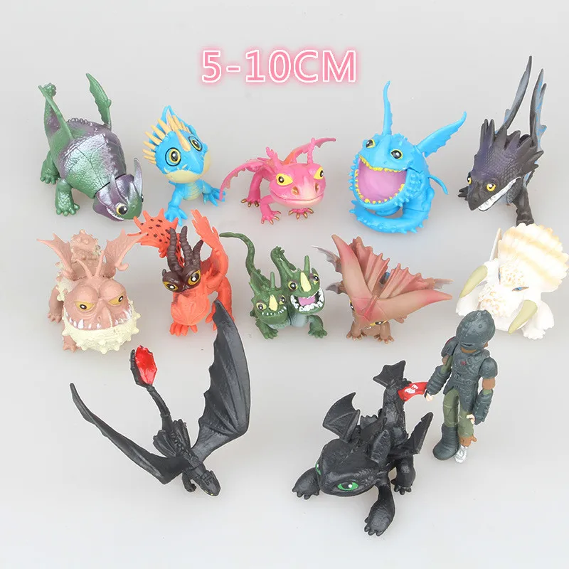 13pcs/lot How To Train Your Dragon 3 PVC Figure Toys Hiccup Toothless Skull Gronckle Deadly Nadder Night Dragon Figures Fury