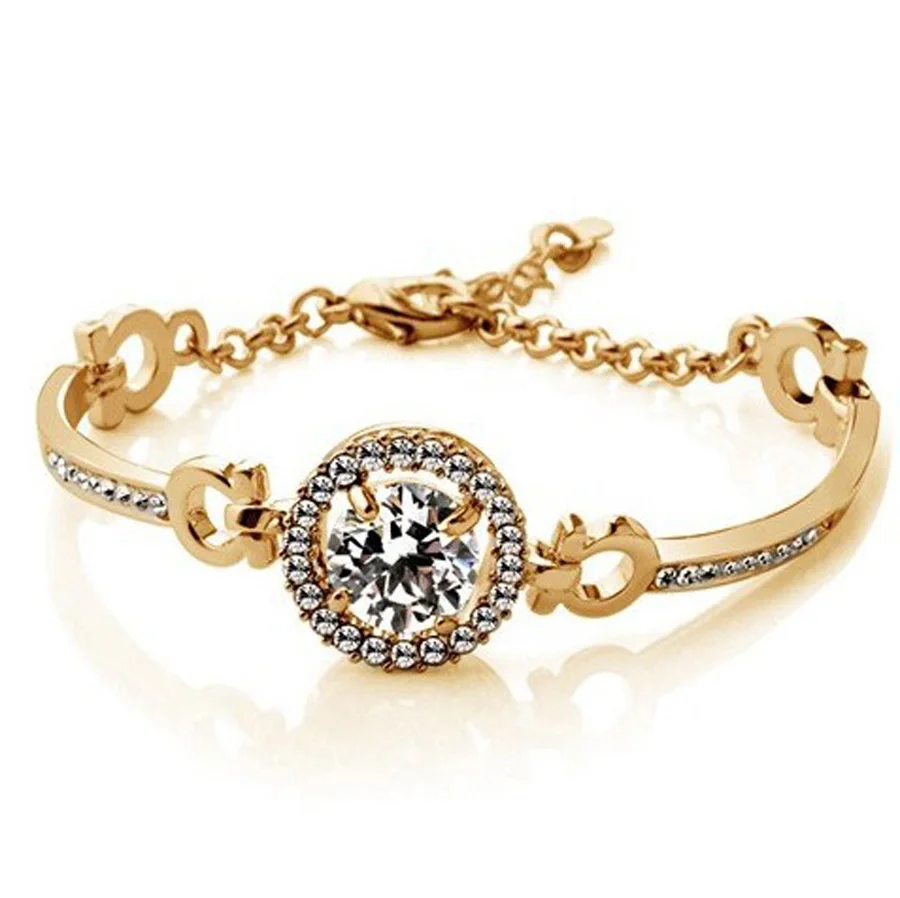 Высокое качество, изысканное женское свадебное ожерелье, серьги, кольцо, ювелирный набор, посеребренное покрытие, циркон, кристалл - Окраска металла: gold