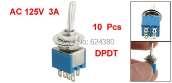 

ON/ON Two 2 Position DPDT 2P2T DP2T Toggle Switch Lock 6 Pin 3A 125V AC X 1 Pack ( 10 Pcs / Lots )