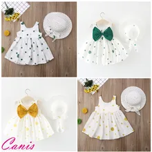 Летнее платье без рукавов с бантом для маленьких девочек вечерние платья-пачки принцессы в горошек для свадьбы