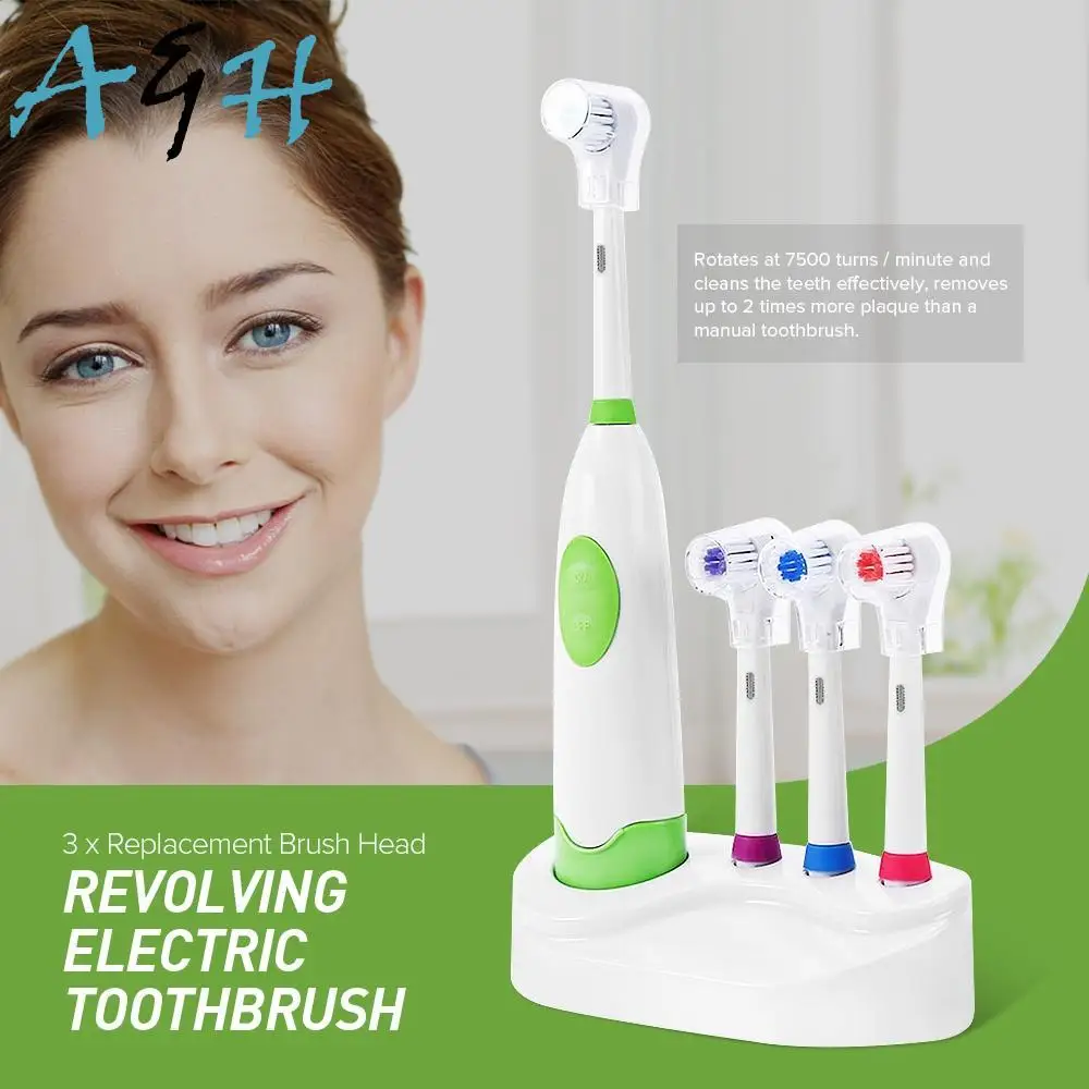 

Revolving Toothbrush Heads Waterproof Electric Set Nozzles + Hygiene New Toothbrush Operated Design Battery 1 Care Dental 3 Oral