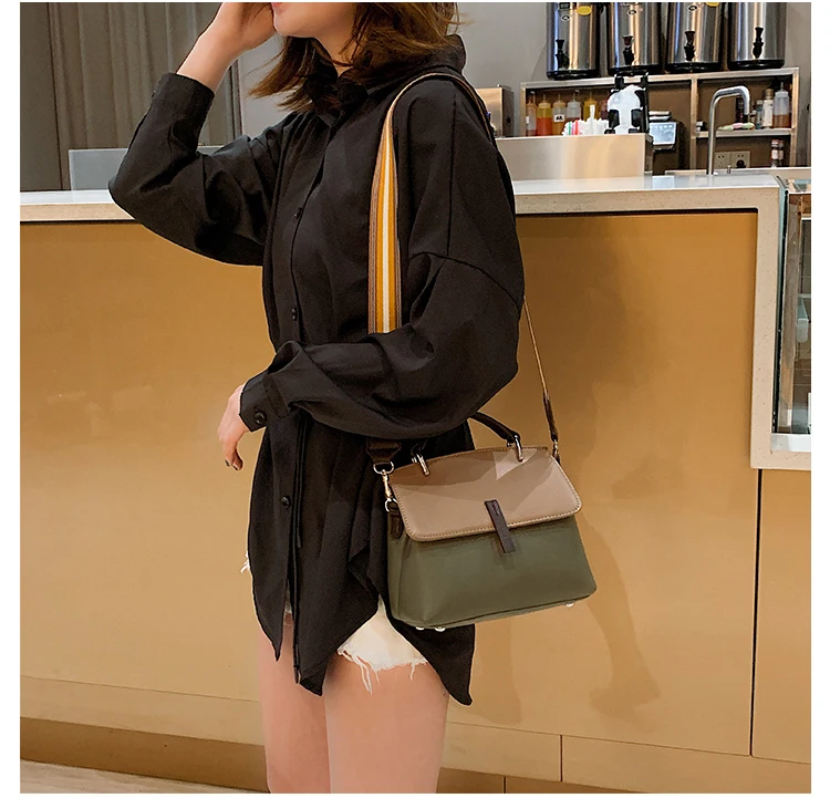 Женская брендовая сумка хит цвет сумка на плечо женская модная сумка через плечо с широким ремешком маленькие квадратные сумки европейские