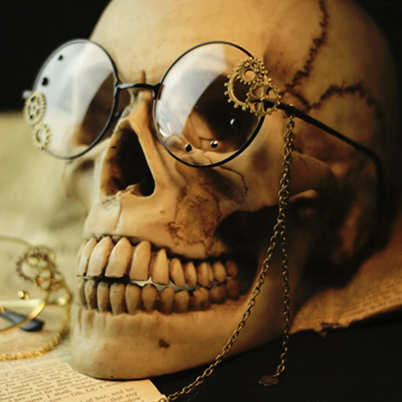 Cosplay&ware Steampunk Girls Cosplay Glasses Frame Metal Gear With Chain Women Retro Lolita Eyewear -Zentai shop online