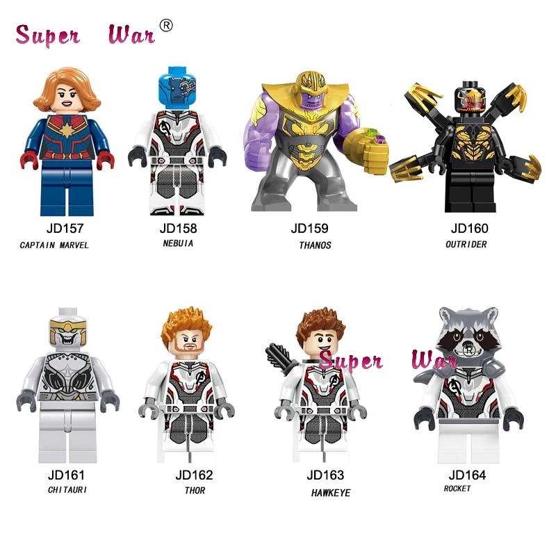 50pcs Thanos Captain Marvel Avengers Endgame Nebula Thor Outrider Chitauri Rocket Hawkeye Figure building block for children toy