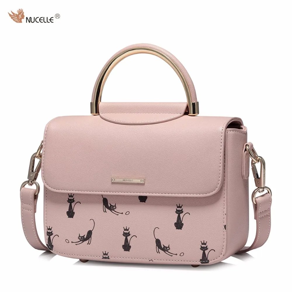 NUCELLE Brand New Design Fashion Cats Printing PU Leather Metal Hand