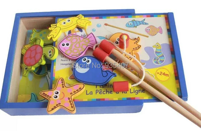New! 아기 장난감 Boikido 나무 낚시 자석 세트 물고기 게임 교육 장난감 낚시 장난감 세트 나무 장난감 선물