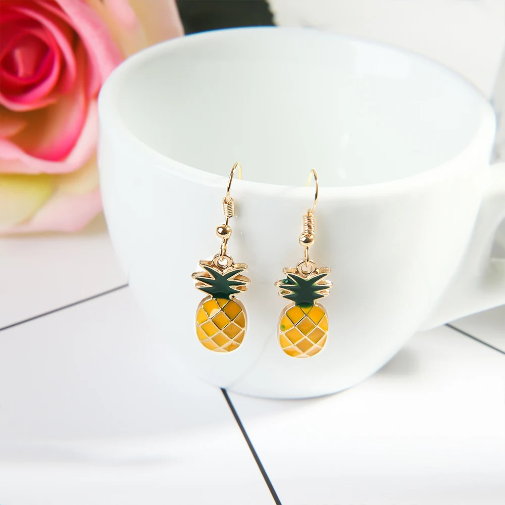 

1 Pair New Kawaii Mini Pineapple Drop Earrings Creative Fruit Design Dangle Earrings for Women Fashion Jewelry Gift
