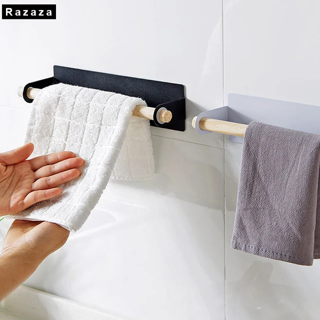 Adhesive Hooks Kitchen Paper Towel Holder Bathroom Shelves Wood Iron Adhesive Hooks Kitchen Paper Towel Holder Bathroom Shelves Wood Iron Storager Rack Cabinet Hanging Shelf Organizer