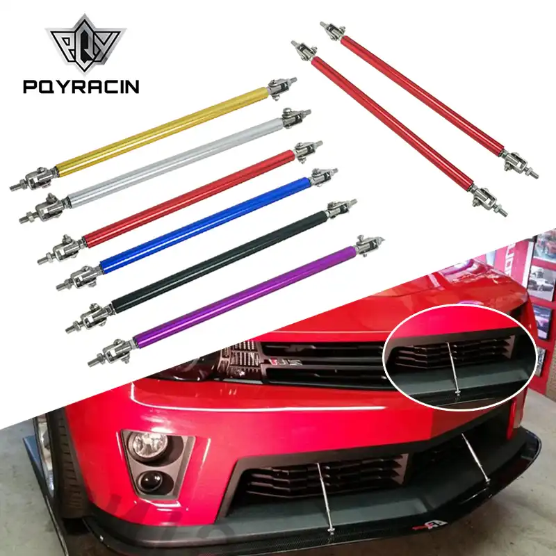2x Silver 20cm Adjustable Bumper Lip Air Splitter Support Rods Strut Tie Bar