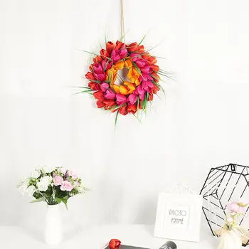

LanLan 11.8 Inches Hand Made Simulate Tulip Wreath Ornament Door Hanging Pendant