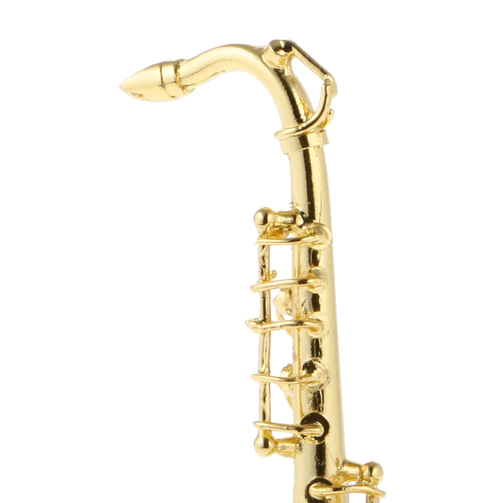 Dollhouse Miniature Realistic Saxophone, Meatal Music Instrument Model, 1:12 Scale Doll Home Decor