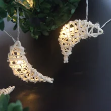 Лунный светильник из натурального ротанга, светодиодная гирлянда 4 м, 20 светодиодов, сказочные вечерние украшения для свадьбы/рождества/нового года, Ночной светильник для спальни, светодиодное украшение