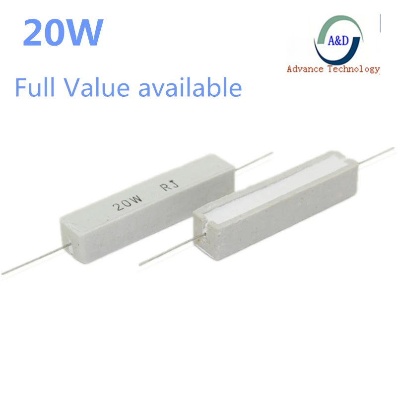 

3pcs 20W Cement resistance 1K 1.5k 2k 2.2k 3k 3.3k 4.7k 8.2k 10k ohm 1KR 1.5KR 2KR 2.2KR 3KR 3.3KR 4.7KR 8.2KR 10KR 5% 20w