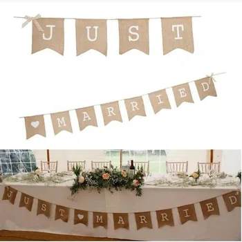 

3.8M Christmas Decor Hessian Vintage Burlap Just Married Rustic Wedding Bunting Banner AA7912