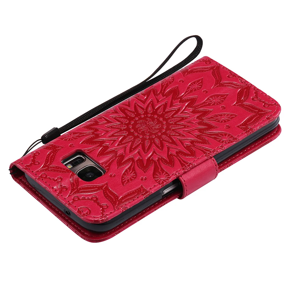 for A5 A3 J1 J3 J5 2016 2017 Prime Case Luxury Flip Wallet Sun flower Phone Back Cover for Samsung Galaxy S6 S7 edge Plus Coque (12)