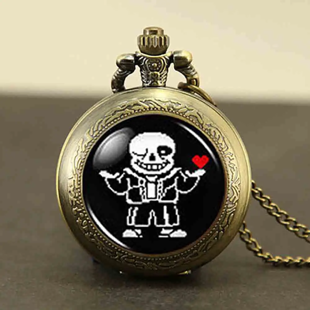 Карманные часы в стиле стимпанк Undertale Sans 2 Game Gamer винтажное ожерелье 1 шт./лот кулон