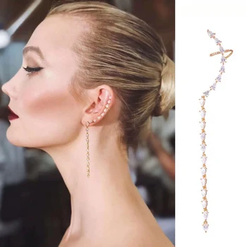 

HIBRIDE Fashion Jewelry AAA Zircon Stud Earrings for Women Bridal Wedding Accessories Long Tassel Earring aretes de mujer E-05