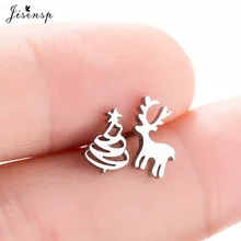 Jisensp модные рождественские деревянные серьги Симпатичные Лось животного серьги с оленями Нержавеющая сталь Jewelry Для женщин девочек подарок на год