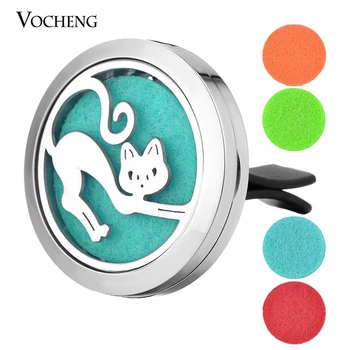 

10pcs/lot Car Air Freshener jewelry locket clip Stainless Steel Pendant Magnetic Cat design without Oil Pads VA-362*10