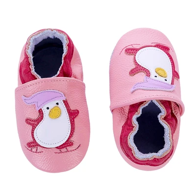 Детские Нескользящие мокасины из мягкой кожи с милым пингвином для маленьких мальчиков и девочек 0, 6, 12, 18, 18, 24 месяцев, детская обувь, Тапочки