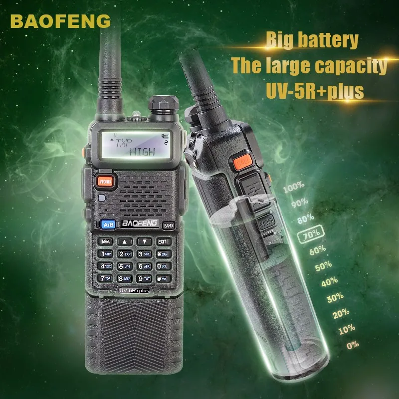 2 шт. Оригинальный УКВ Dual Дисплей 8 Вт/4 Вт/1 Вт Long Range мощный Baofeng UV-5R плюс двухстороннее радио с наушником