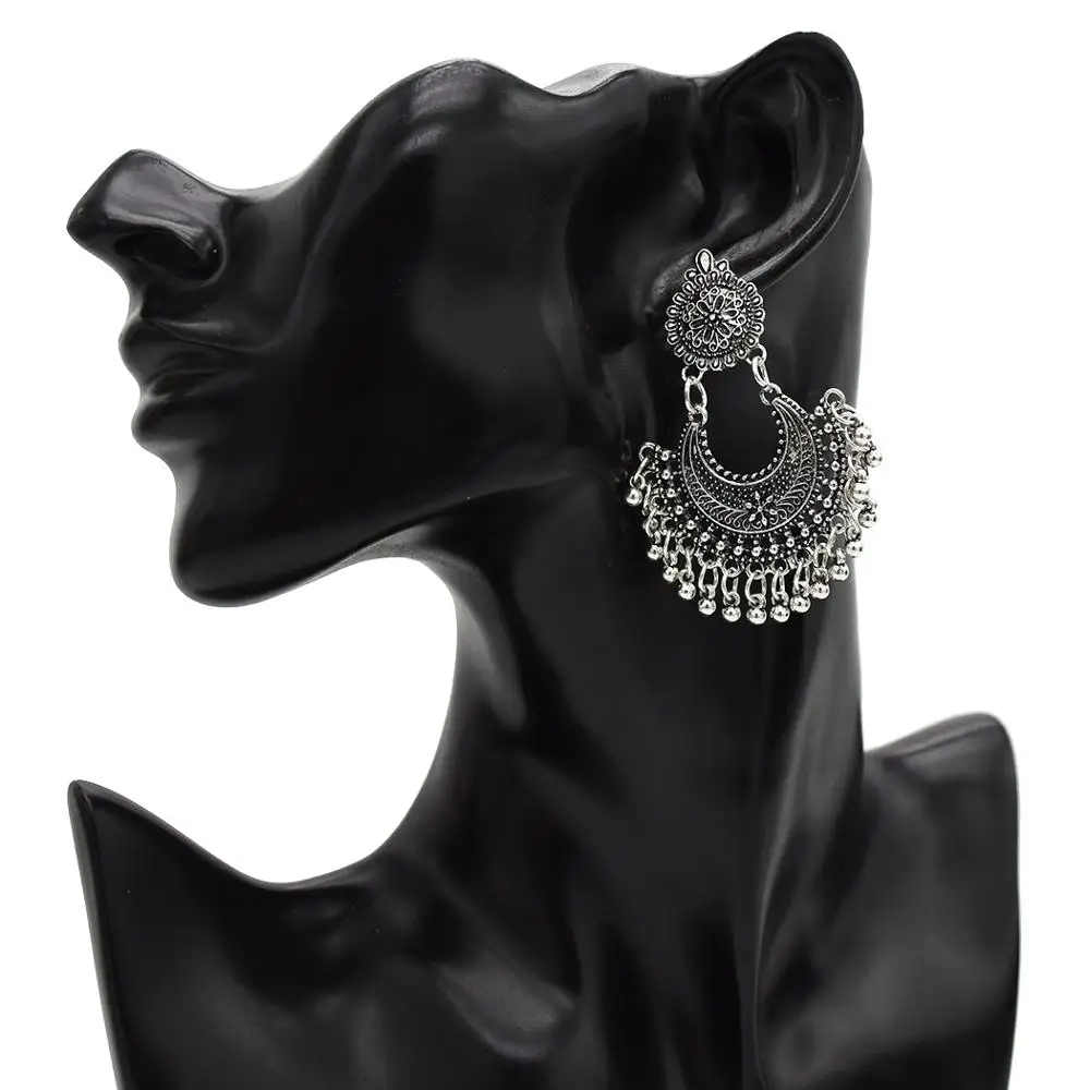 Индийские окисленные цветные золотые Резные Цветочные Подвески Jhumka Jhumki